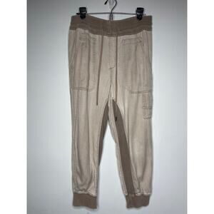 Anthropologie The Nomad High Rise Joggers Womens Medium Tan Cotton Blend Pockets